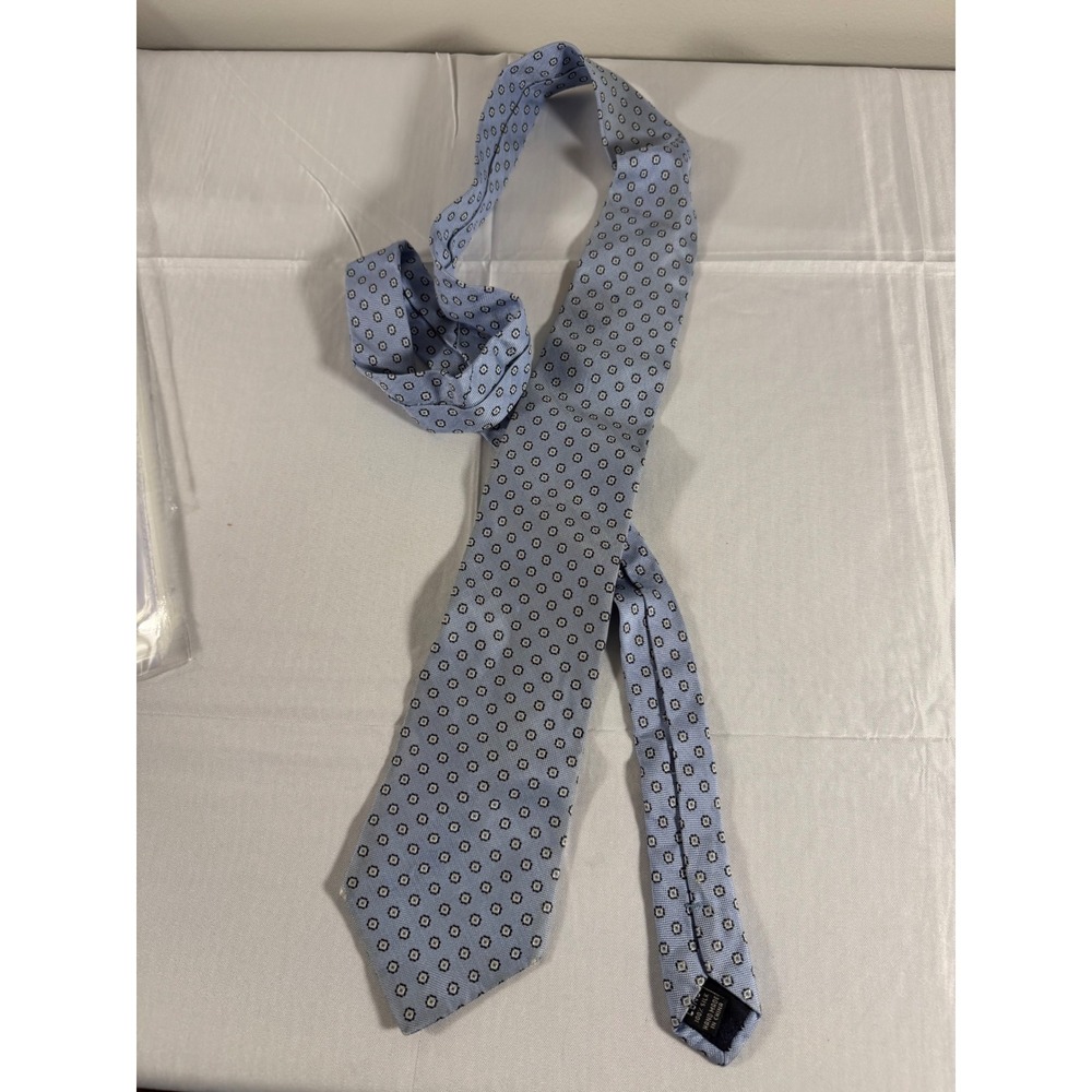 Jos. A. Bank Executive Collection Mens Silk Tie Blue Geometric Medallion Long